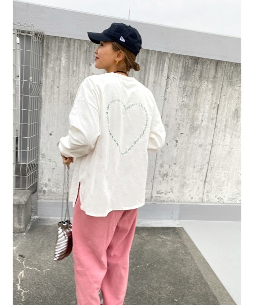 tシャツ 「hideka select」ハートロゴロングＴシャツ / ハート ロンT ロゴT オーバーサイズ ビッグサイズ レディース HEILIS tシャツ 「hideka select」ハートロゴロングTシャツ