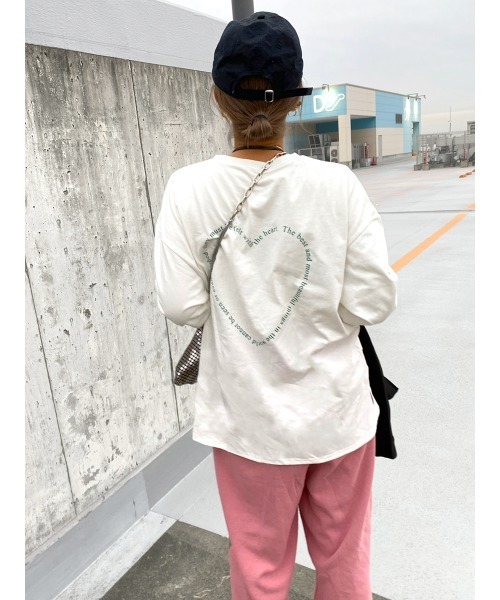 tシャツ 「hideka select」ハートロゴロングＴシャツ / ハート ロンT ロゴT オーバーサイズ ビッグサイズ レディース HEILIS tシャツ 「hideka select」ハートロゴロングTシャツ