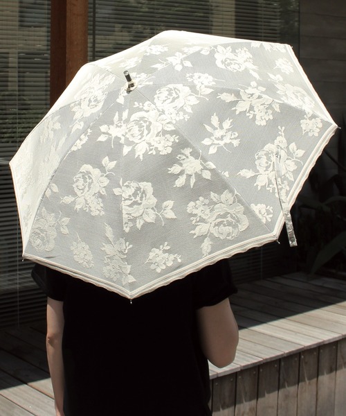 LAVEANGE 傘 完全遮光 晴雨兼用/レース二重張りスライド式