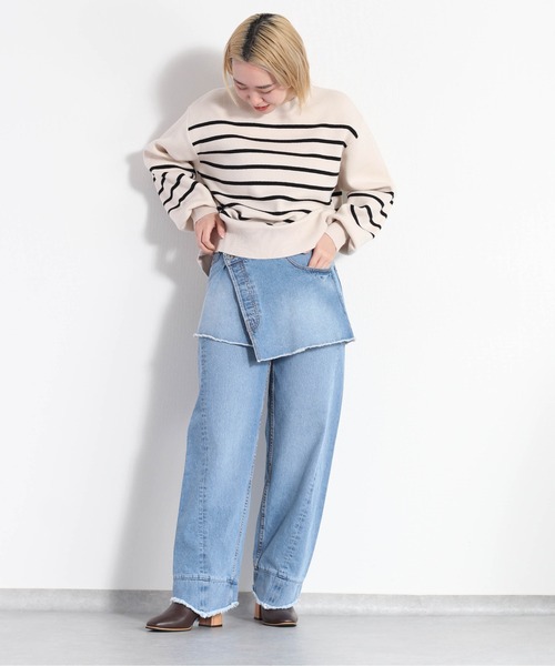 cepo（セポ） ニット セーター パネルボーダーコットンニット