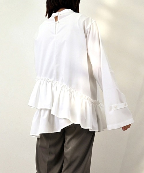 ブラウス シャツ ブロードアシメフリルブラウス レディース STYLEBLOCK ブラウス シャツ ブロードアシメフリルブラウス