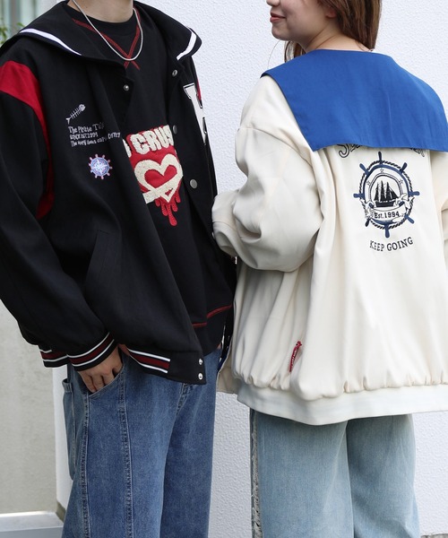 スタジャン HOOK -original- リバーシブルセーラーカラーブルゾン