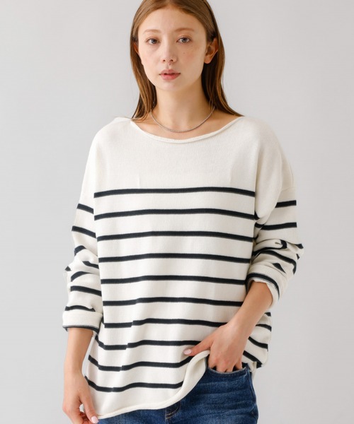 ニット セーター 「TRICOTS JEAN MARC」ボートネック ボーダーニットプルオーバー レディース