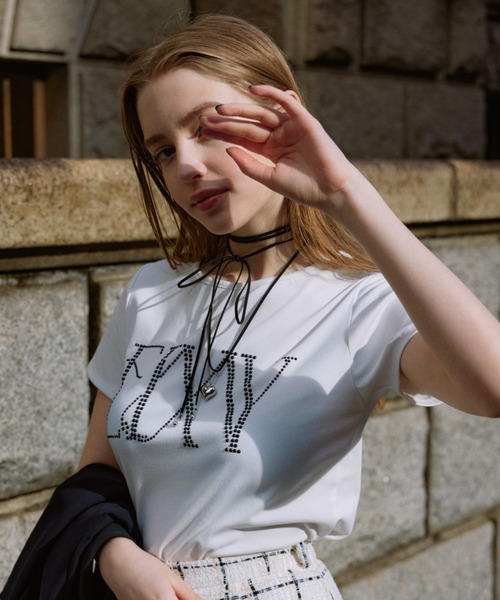 EIMY ISTOIRE（エイミーイストワール） tシャツ パールロゴミニマルT