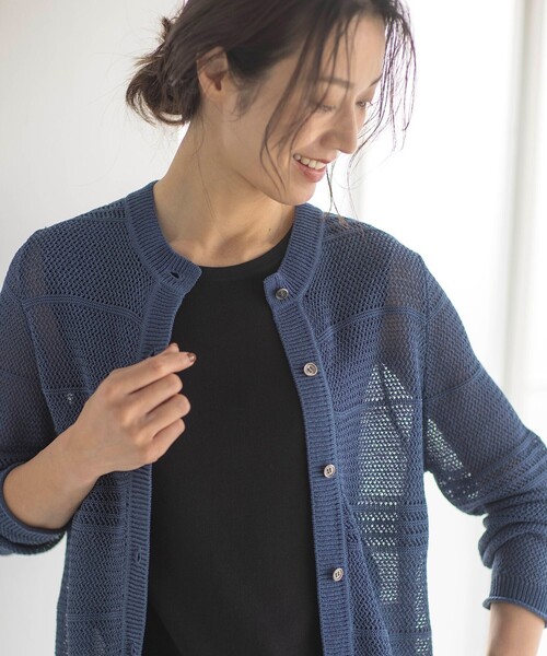 カーディガン PATTERN MESH クルーネック カーディガン レディース カーディガン PATTERN MESH クルーネック レディース : ZOZOTOWN