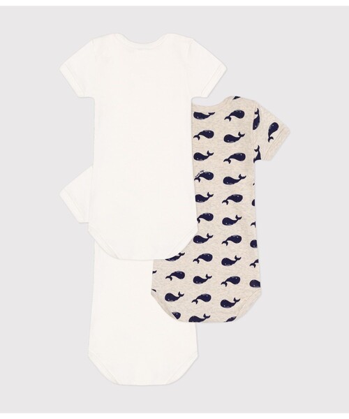 PETIT BATEAU（プチバトー） ベビー服 ロンパース 半袖ボディ3枚組
