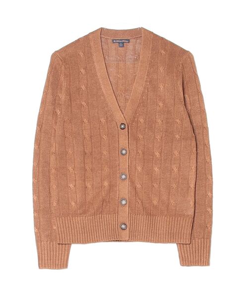 BROOKS BROTHERS カーディガン リネン ケーブル Vネック