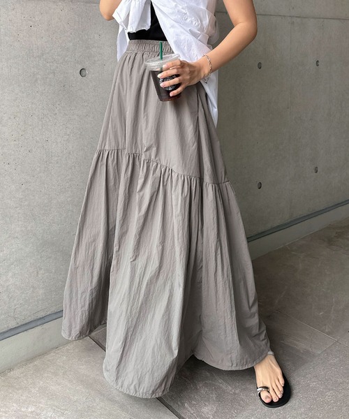 andme（アンドミー） スカート ナイロンタフタティアードフレア