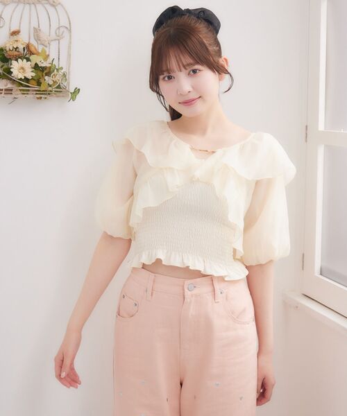 めろ　ブラウスセット Emsexcite ブラウス シャツ プレートフリルボレロSET レディース
