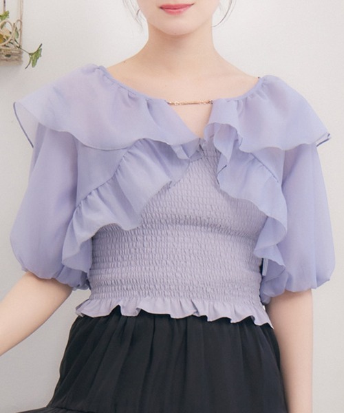 めろ　ブラウスセット Emsexcite ブラウス シャツ プレートフリルボレロSET レディース