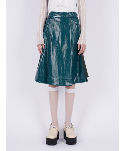 PAMEO POSE スカート Ecoleather Docking Skirt レディース : ZOZOTOWN  