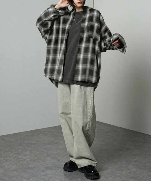 alude 完売品グラデーションチェックシャツ シャツ 「Alfred Alex」グラデーションチェックシャツ メンズ