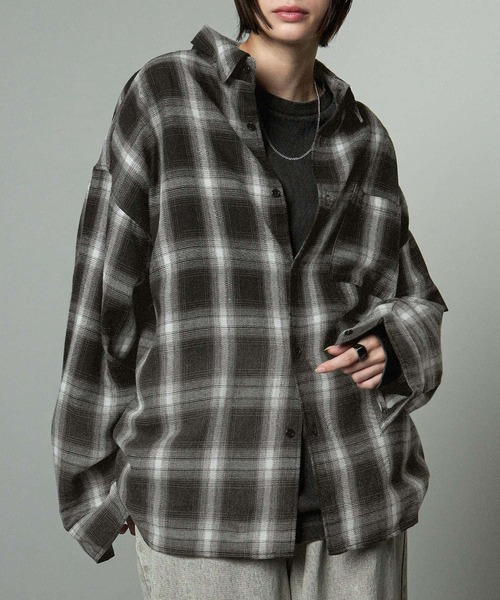 シャツ 「Alfred Alex」グラデーションチェックシャツ メンズ