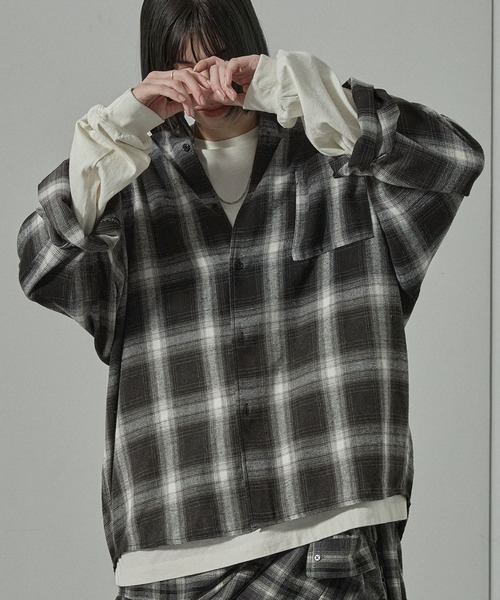 シャツ 「Alfred Alex」Gradient Checkered Shirt/グラデーション