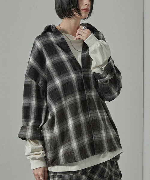 シャツ 「Alfred Alex」Gradient Checkered Shirt/グラデーション