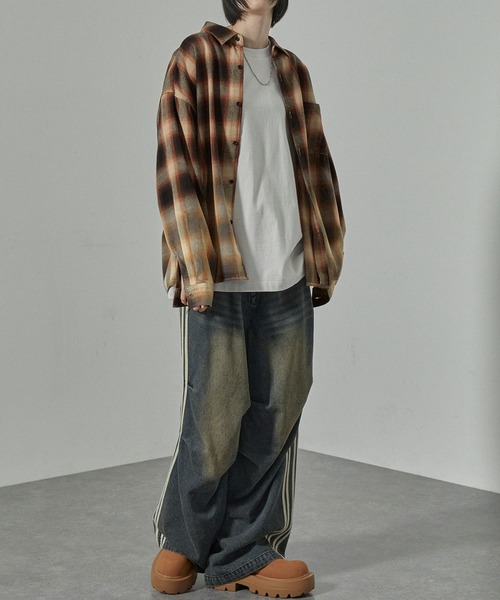 alude 完売品グラデーションチェックシャツ Alfred Alex（アルフレッドアレックス）の「【Alfred Alex