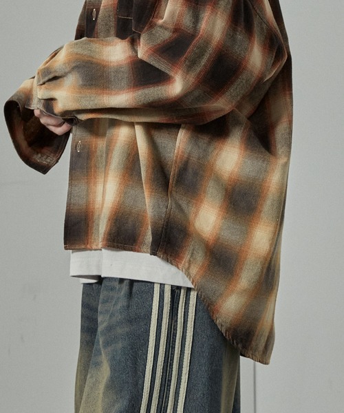 シャツ 「Alfred Alex」グラデーションチェックシャツ メンズ