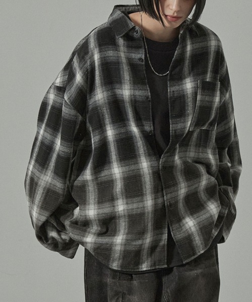 シャツ 「Alfred Alex」Gradient Checkered Shirt/グラデーション