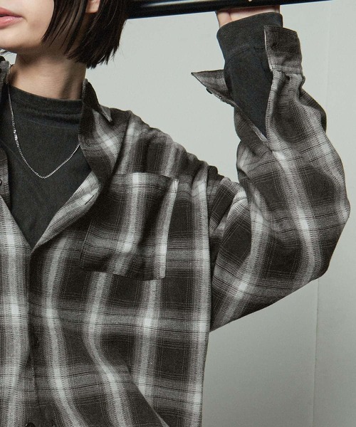 alude 完売品グラデーションチェックシャツ シャツ 「Alfred Alex」グラデーションチェックシャツ メンズ
