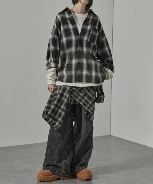 シャツ 「Alfred Alex」Gradient Checkered Shirt/グラデーション