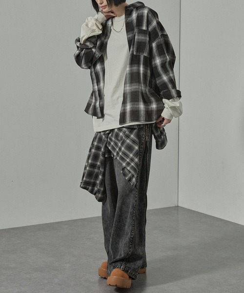 シャツ 「Alfred Alex」Gradient Checkered Shirt/グラデーション