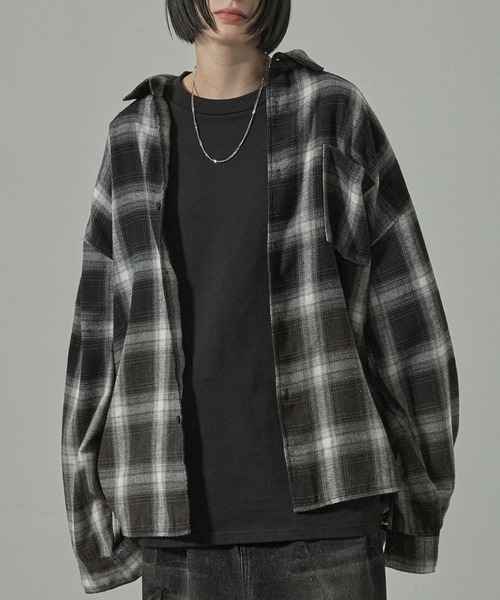 シャツ 「Alfred Alex」Gradient Checkered Shirt/グラデーション