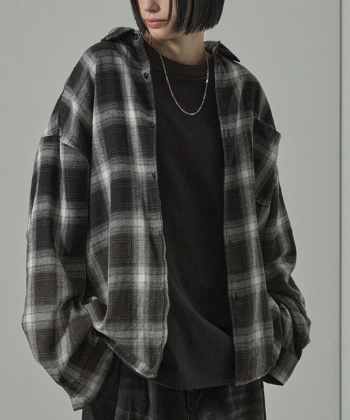 シャツ 「Alfred Alex」Gradient Checkered Shirt/グラデーション