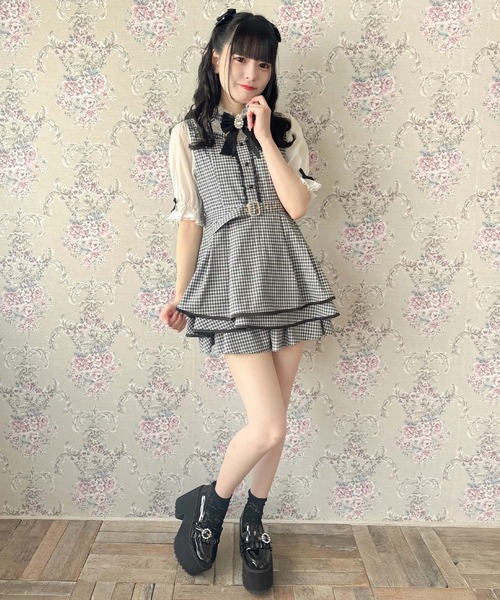 ROJITA セットアップ ベルト付きレイヤードセットアップ レディース