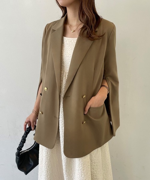 フミエタナカ テーラードジャケット 2 M ブラウン 1ボタン 半袖 フミエタナカ テーラードジャケット 2 M ブラウン 1ボタン 半袖