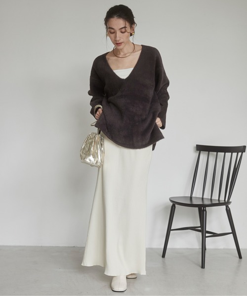 レディースフェイキング冬vネックカバースリムスリムスリムニットS-L052 レディースフェイキング冬vネックカバースリムスリムスリム