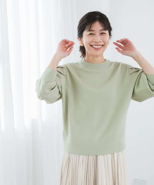未使用品【Navy＆Green】高級 イタリア製 ニット セーター S