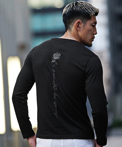 SOMEDIFF tシャツ 「SOMEDIFF」バックバラ刺繍ロンT メンズ 長袖