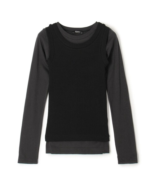 tシャツ コットンカシミヤ レイヤードトップス レディース