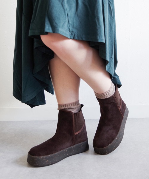 ミネトンカ MINNETONKA 本革 撥水加工 サイドゴアブーツ 黒 24 撥水加工 ニットソックスサイドゴアブーツ 18M09 | ミネトンカ