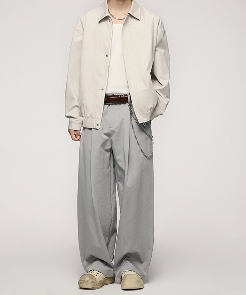 チノパン R. : Wide Leg Pleats Pants メンズ レディース_15