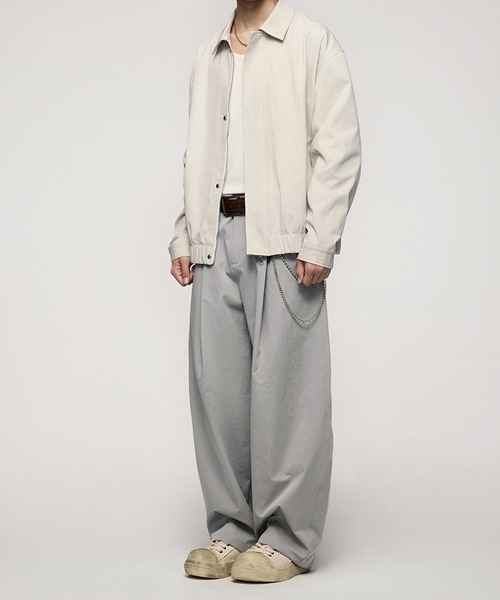 チノパン R. : Wide Leg Pleats Pants メンズ レディース_16