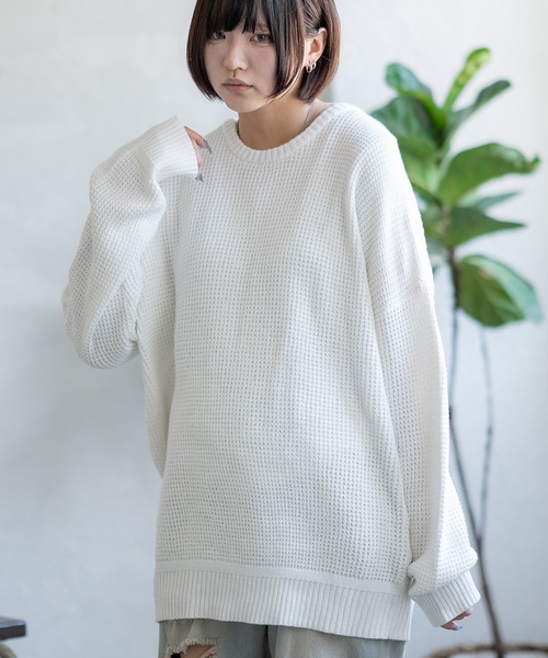 improves セーター ニット ラーベン編み コットン クルーネック メンズ
