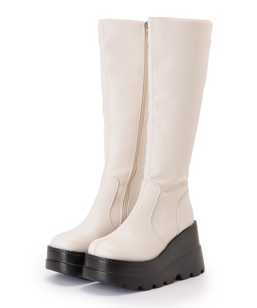 Lace Ladies（レースレディース） ブーツ レザー調 厚底 ウエッジ