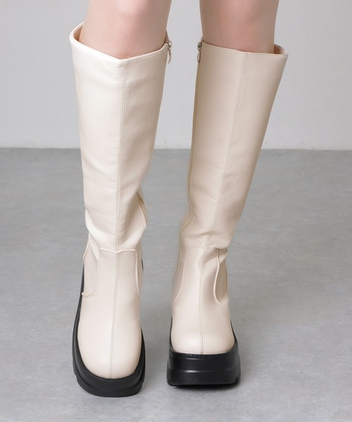 Lace Ladies（レースレディース） ブーツ レザー調 厚底 ウエッジ