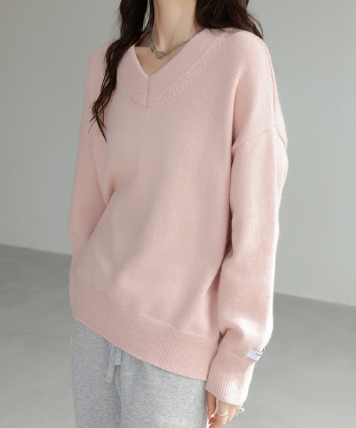 美品 ピンク Vネック 五分丈綺麗めニット 楽天市場】ピンク ニット V