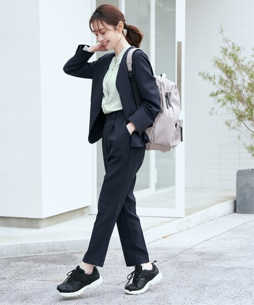 ikka lounge ノーカラーＶネックジャケットセットアップ IKKA LOUNGE ジャケット ノーカラージャケット 「洗濯機で洗える