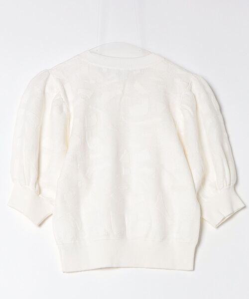 LANVIN PARIS ホワイトリブ編み半袖ニットセーター LANVIN en Bleu 「LANVIN Bleu」 半袖ニット 38 ホワイト
