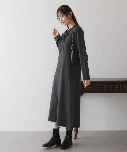 BLUEEAST（ブルーイースト） ワンピース ボウタイニットワンピース