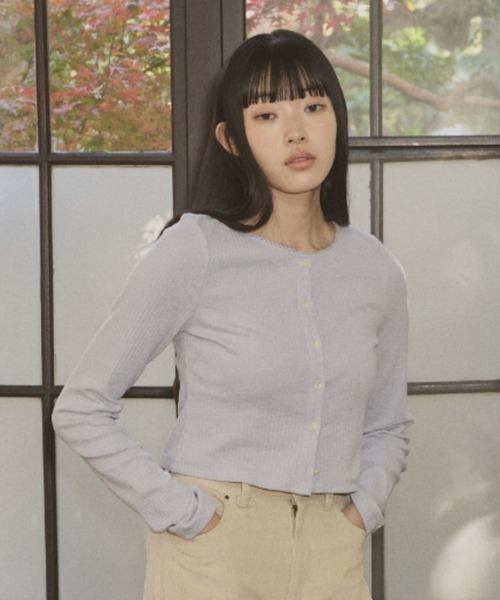 GIUNON ロングスリーブリブカーディガン GIUNON（ジウノン）の「long sleeve rib cardigan / ロング
