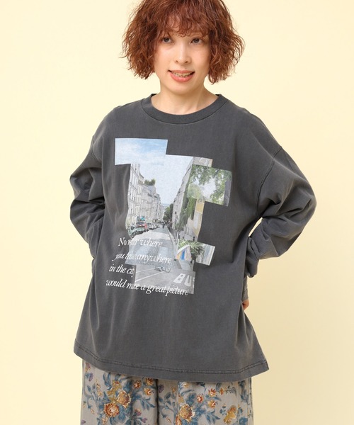 tシャツ M2392 ＣＯＬＬＡＧＥ　ＰＨＯＴＯプリントＴ レディース