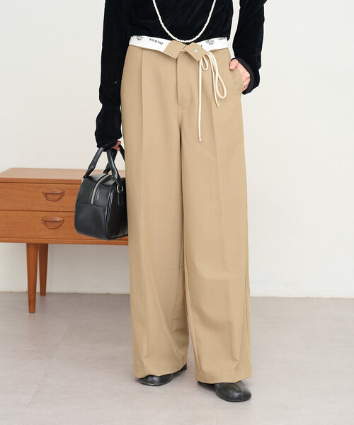 Dickies パンツ 「Dickies」別注ウエスト紐付きワイドストレート