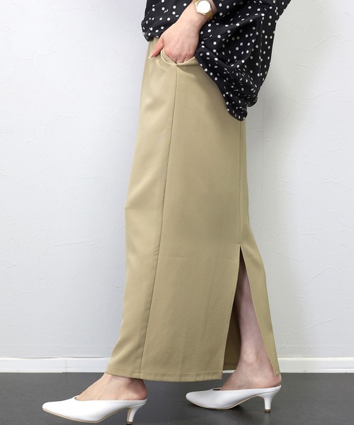 Aletta vita ロング スカート エステルスパンフロントスリットロング