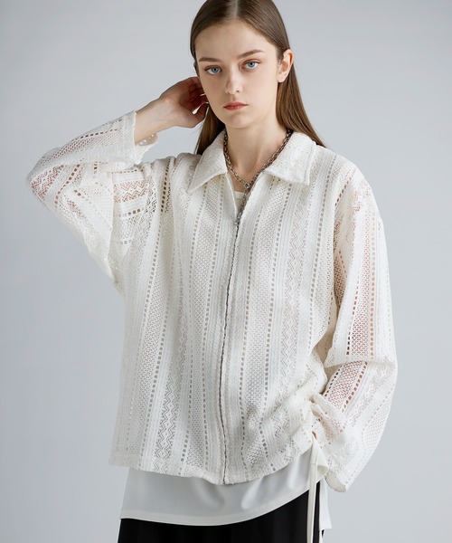 CHIC and THINGS ルーズシルエットシングルジャケット SOCCE コート ジャケット ルーズシルエットシアーレース