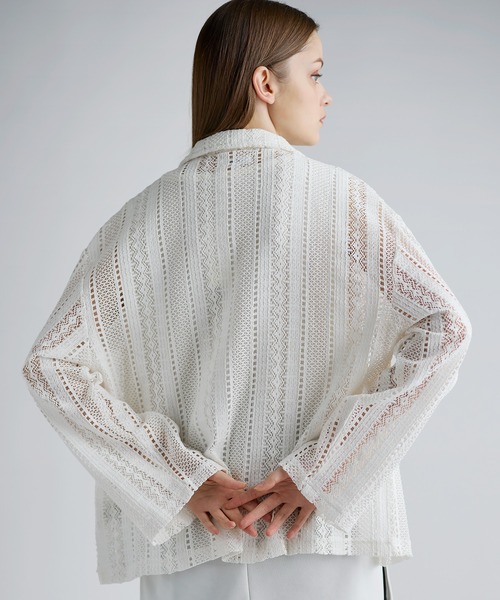 SOCCE コート ジャケット ルーズシルエットシアーレースジャケット