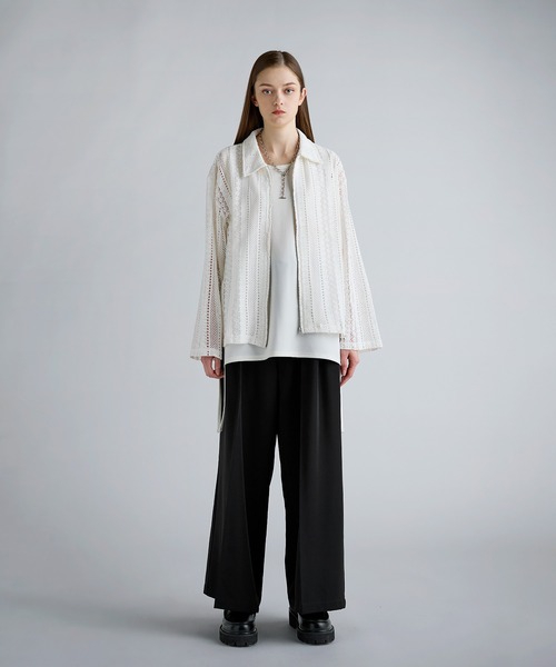 CHIC and THINGS ルーズシルエットシングルジャケット SOCCE コート ジャケット ルーズシルエットシアーレース